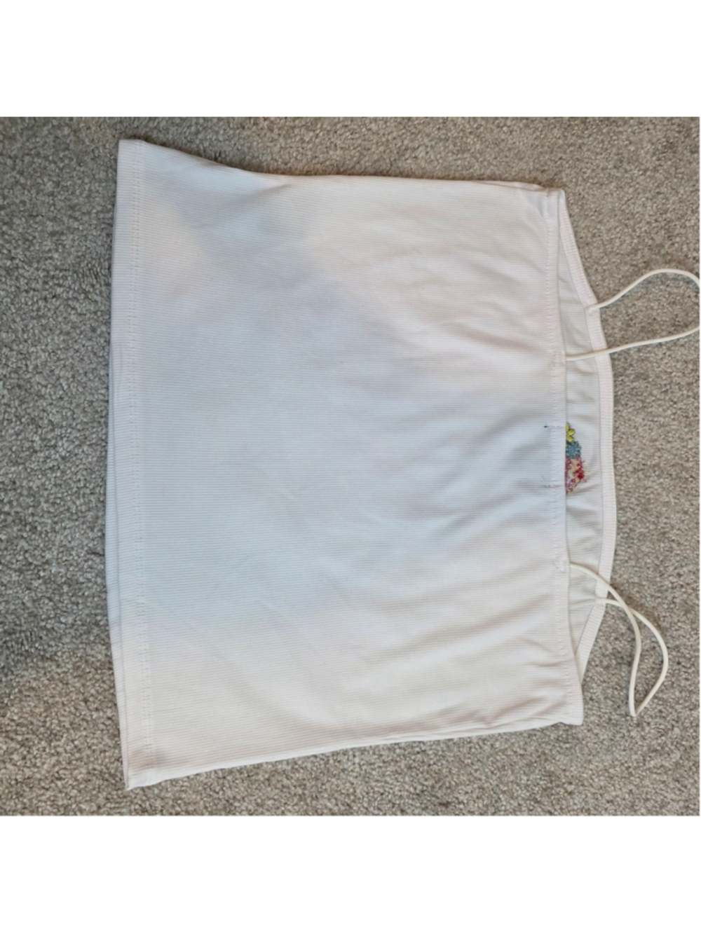 Women's Faded Rose White Mushroom Floral cropped Tank Top Size L - Picture 4 of 6